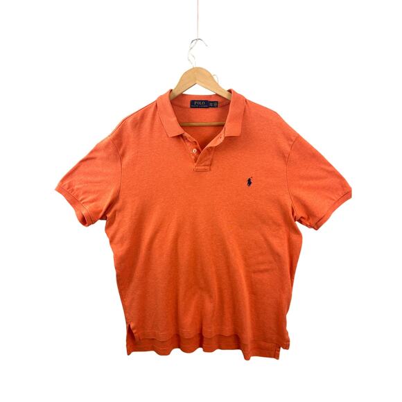 Polo Ralph Lauren Men’s XXL Orange Heather Polo Shirt Classic Fit Pony Logo - Picture 2 of 8
